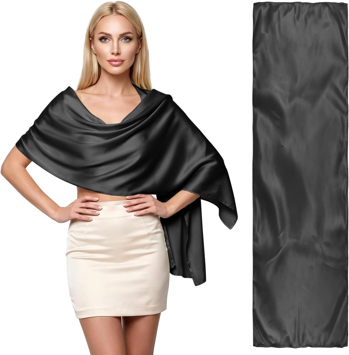 Sjaal 65x220cm - lichtgewicht satijn - zachte omslagdoek - elegante bruiloft sjaal - SnelShoppen