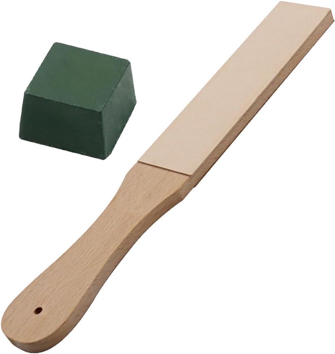 Leren slijpset 280mm x 40mm - met polijstpasta en schraper - voor het scherp houden van messen - SnelShoppen