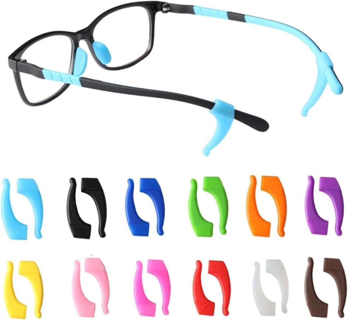 12 kleuren anti-slip bril oorhaak, zachte siliconen hoes oorgrepen voor kinderen en volwassenen, comfortabele houder brillenhouder voor bril zonnebril, M