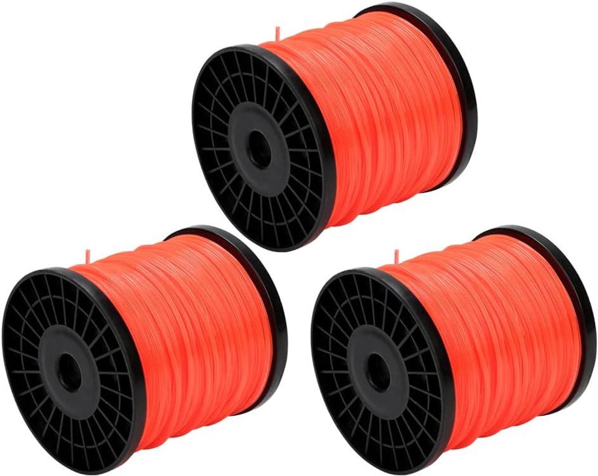 Grastrimmer Draad - Trimmerdraad Nylon - Gazon Onderhouden - Extra Scheurvast - 3x 100m 2.4mm - Oranje