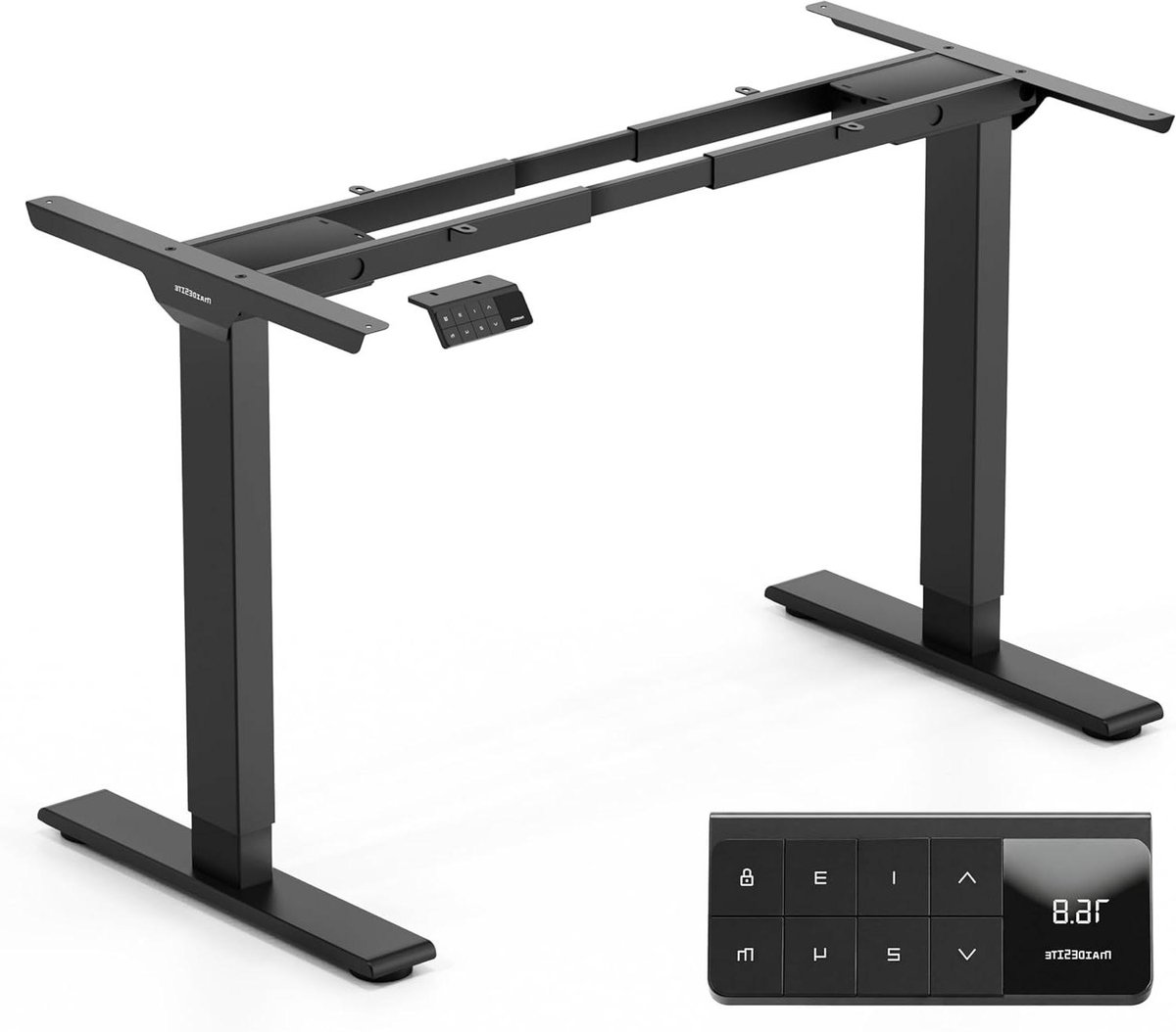 Elektrisch Bureau - Verstelbaar Bureau - Ergonomisch Werken - Twee Motoren - 70-120 cm - Zwart