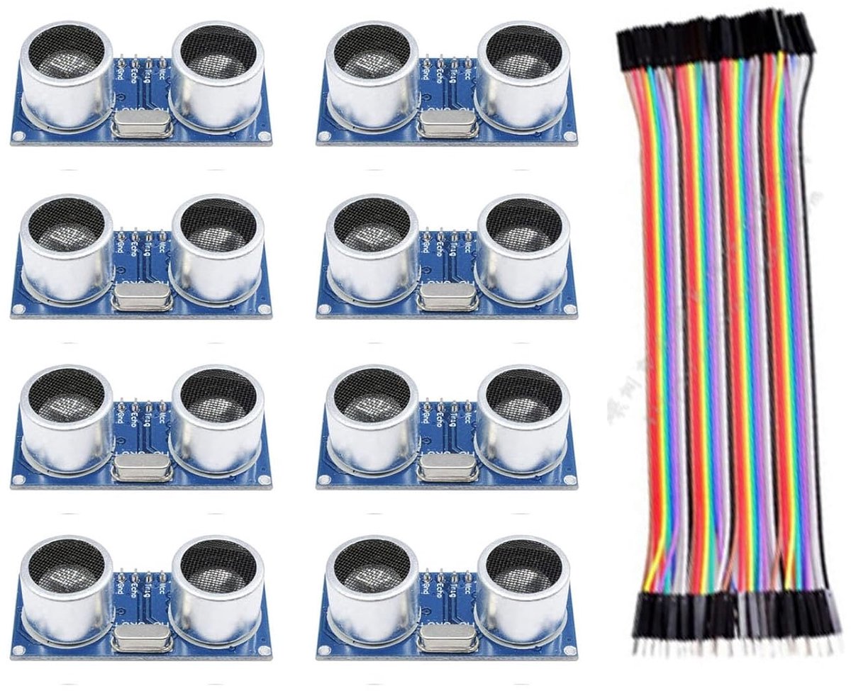 8 stuks ultrasone modules, compatibel met HC-SR04, ultrasone module-afstandssensor, ondersteunt 3,3-5 V voor Arduino UNO, robot, XBee, ZigBee enz.