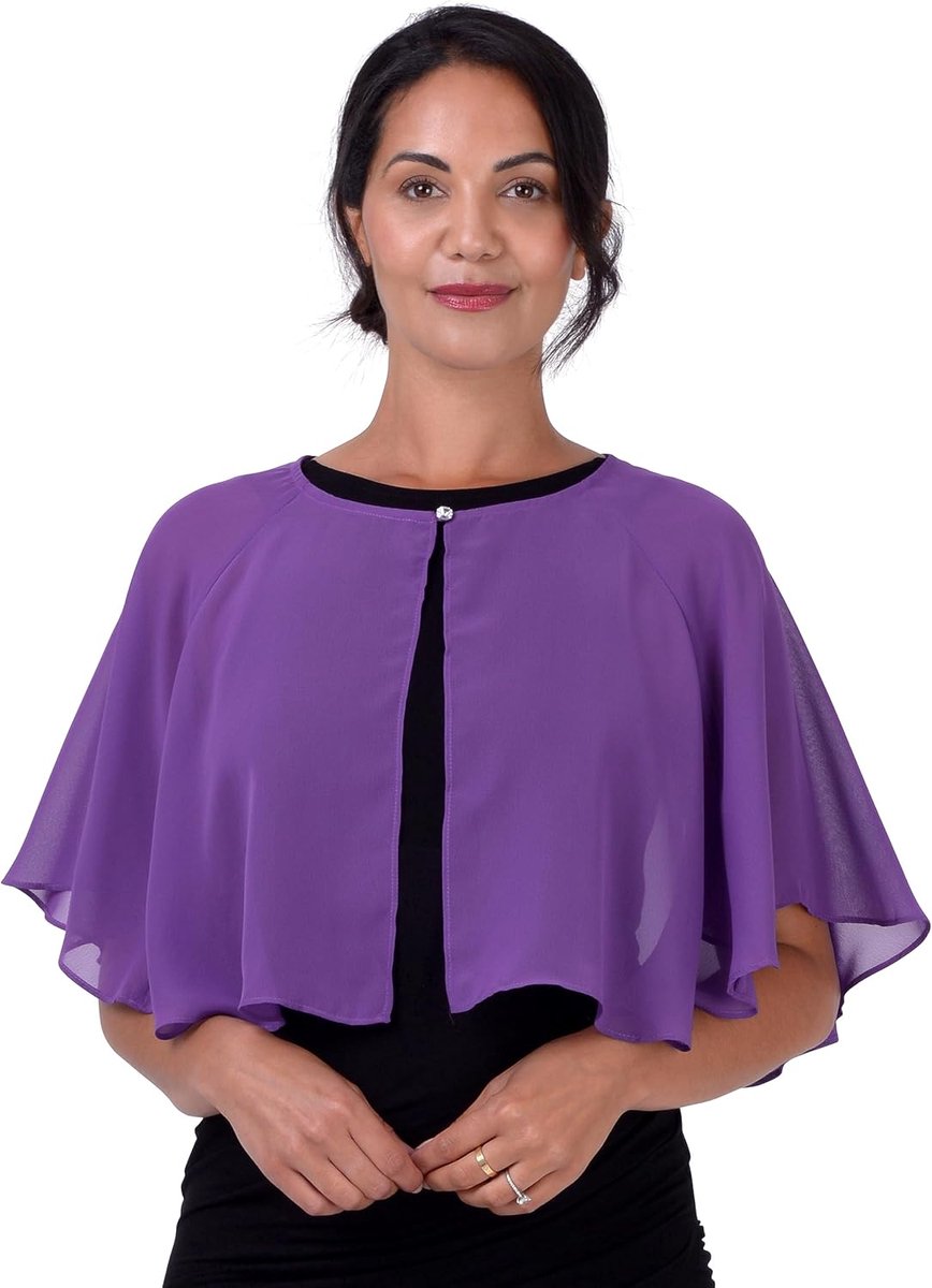 Chiffon Cape Dames Bruiloft | Licht Doorschijnend Polyester, Sluiting Met Knoop, Bedekt Je Schouders, Feest & Gala, Eén maat