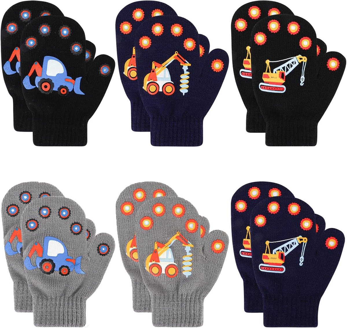 6 paar wanten voor peuters, warme gebreide handschoenen voor de winter, magische stretch, graafhandschoenen voor jongens en meisjes, 1 2 3 4 jaar