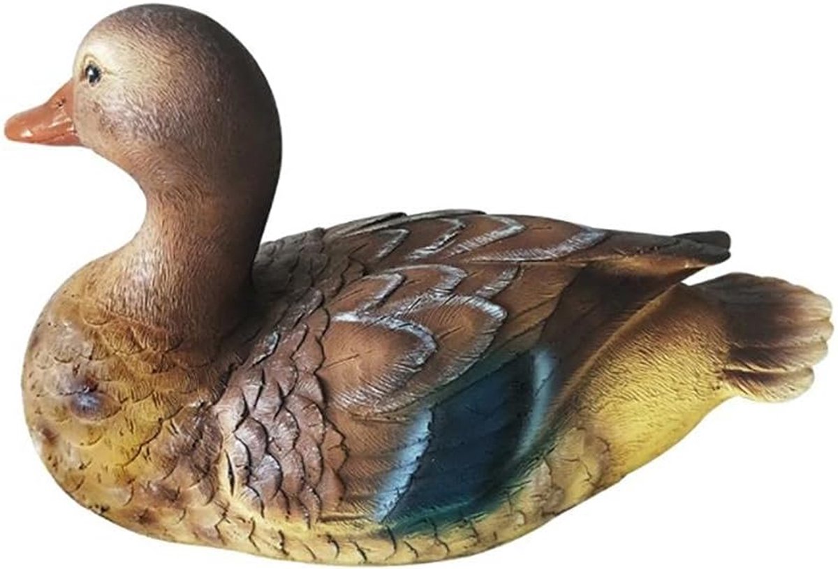 Eendje Figuur, Hars Eend Ornament Tuinvijver Decor, Tuin Landschap Tuin Standbeeld Ornament Tuin Standbeeld, Eend Sculptuur voor Vijver Zwembad Decor (B)
