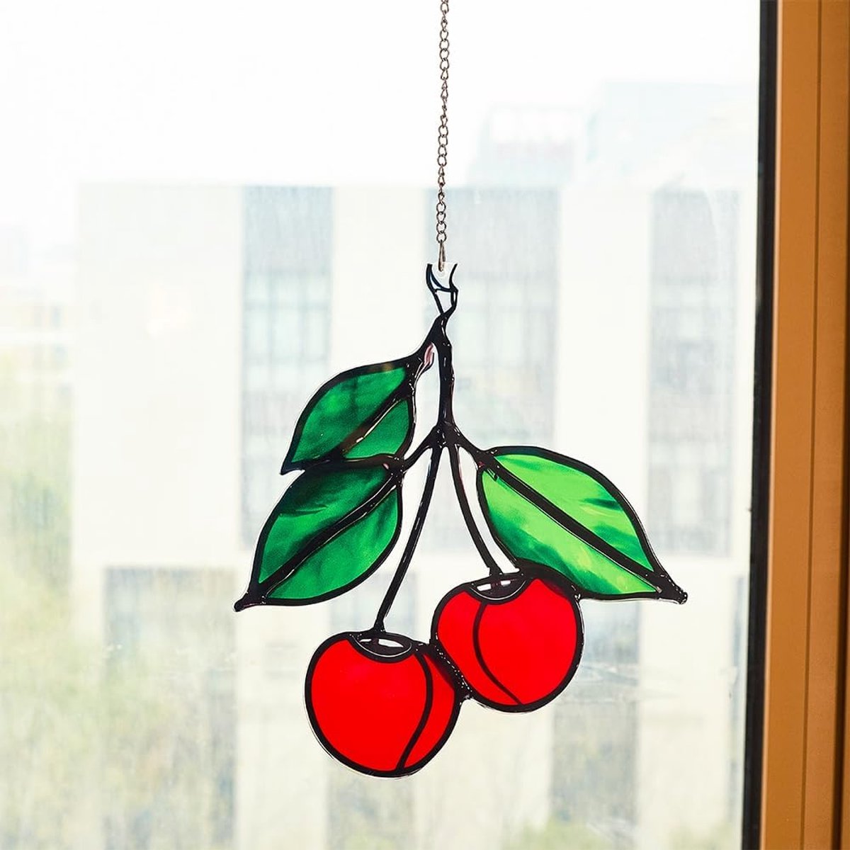 Kersen Suncatcher Gekleurd Acryl Raam Opknoping Ornament Outdoor Indoor Huis Tuin Patio Auto Spiegel Party Decoratie Bruiloft Verjaardagscadeaus voor Familie en Vrienden