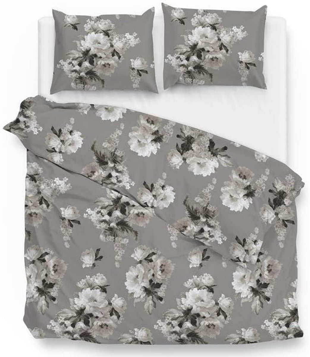 Dekbedovertrek flanel 260 x 200 cm - extra breed - grijs - zacht en comfortabel - SnelShoppen