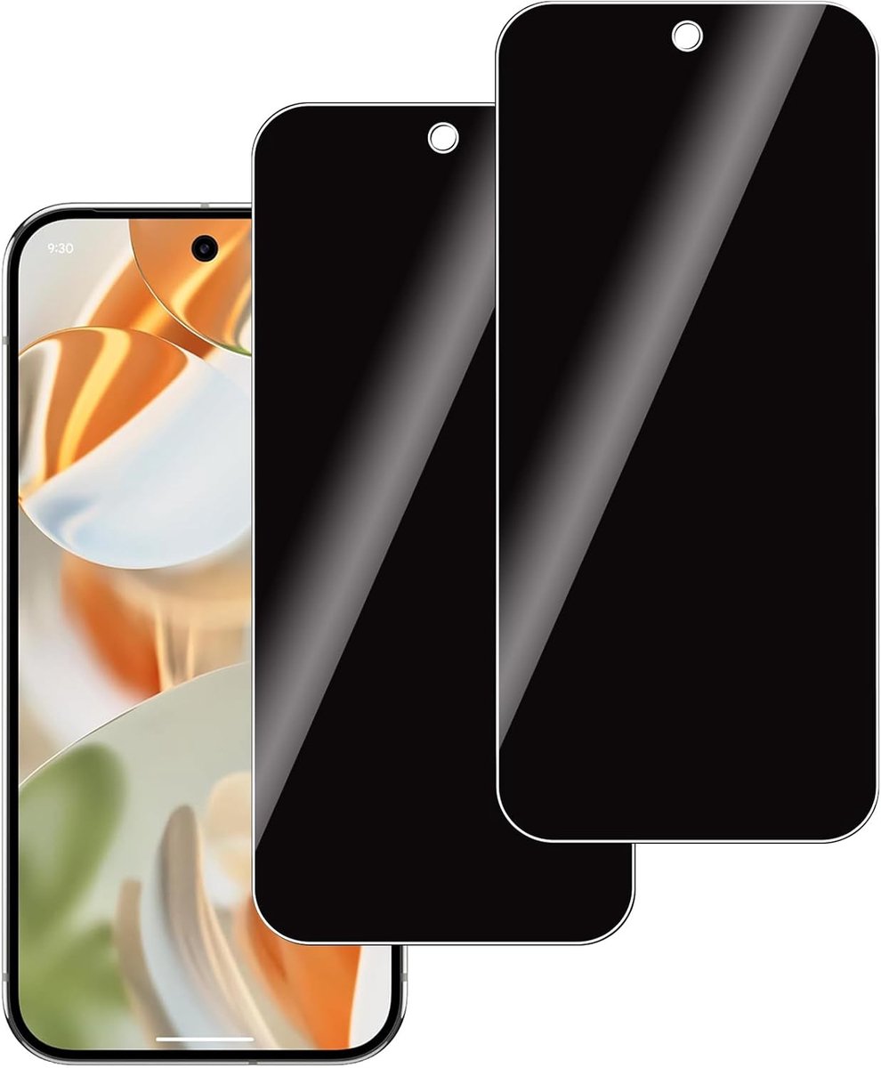 2 stuks, Privacy Glass Screen Protector Compatibel met Google Pixel 9 Pro XL, Bubble-Free, Krasbestendig, 9H Hardheid Anti-Spy Gehard Glazen Screen Protector voor Google Pixel 9 Pro XL