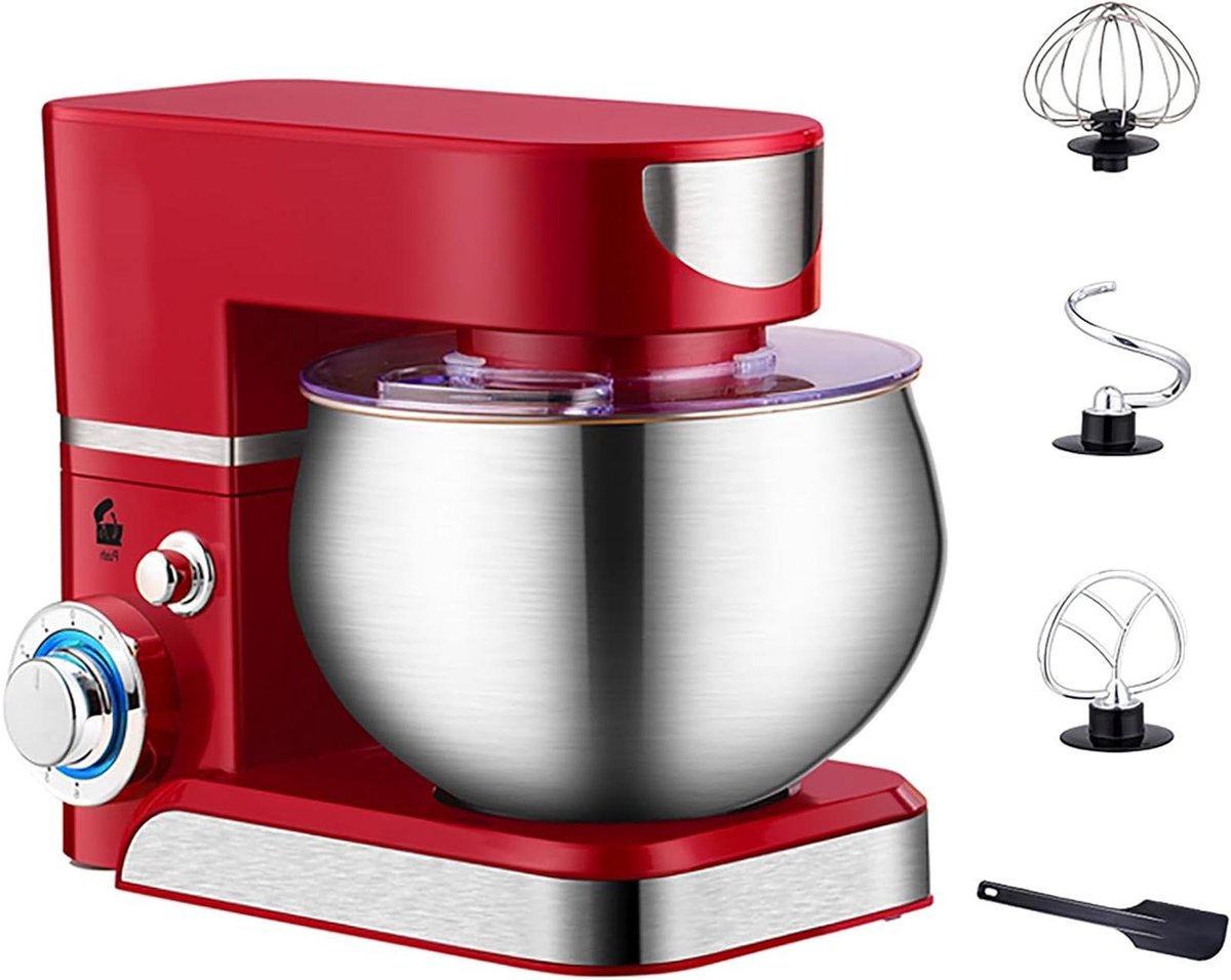 Deegkneedmachine Keukenmixer - Standmixer Bakmachine - Thuis Bakken - Krachtige 1300W Motor - 55 Liter Kom - Rood