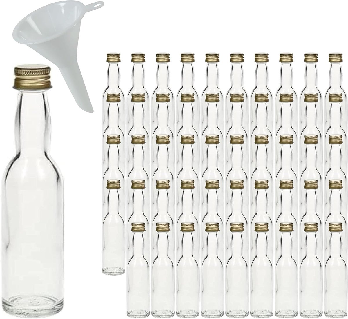 Flessen 40 ml om te vullen, geschenkflessen met schroefdop, incl. trechter