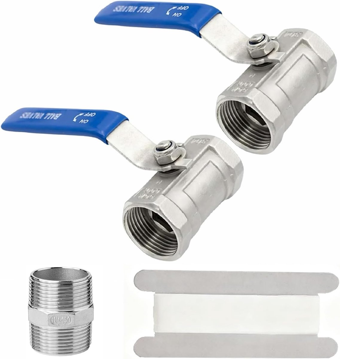 2 stuks 304 Roestvrij Stalen Kogelkraan, Handmatig Afsluitventiel, Interne Draad, met Hendelgreep, voor Water, Oie(1/2")