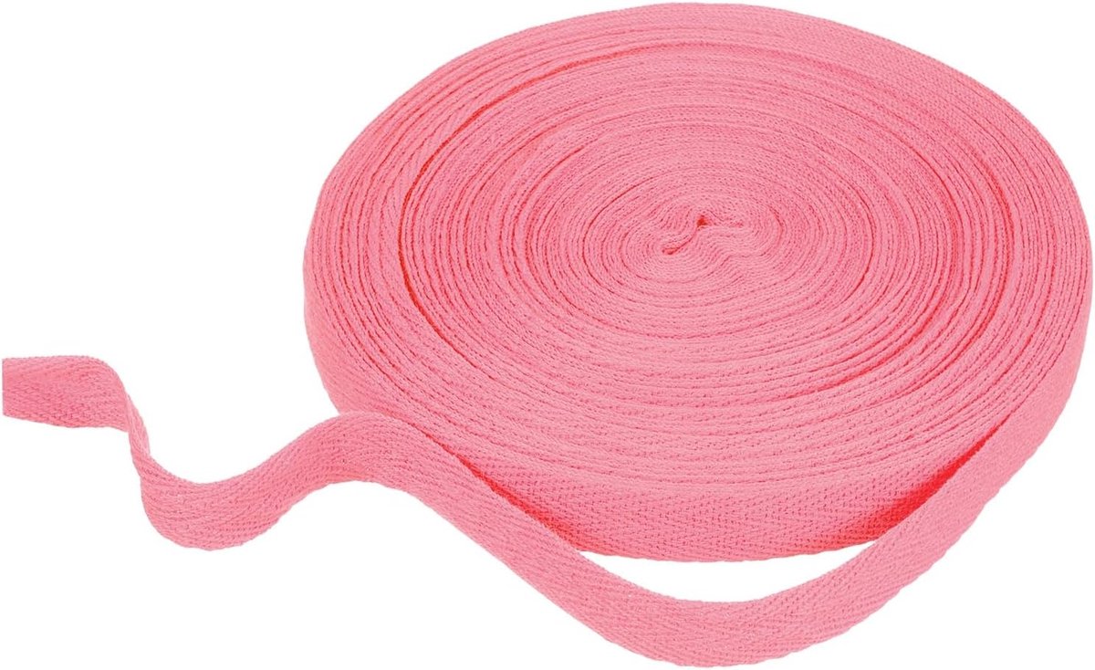 Katoenen lint met visgraatpatroon, 15 mm x 21 m katoenen lint, biaisbanden voor doe-het-zelf handwerk, naaien, geschenkverpakking, handvat, stoffen tas, knutselen, handwerk, roze