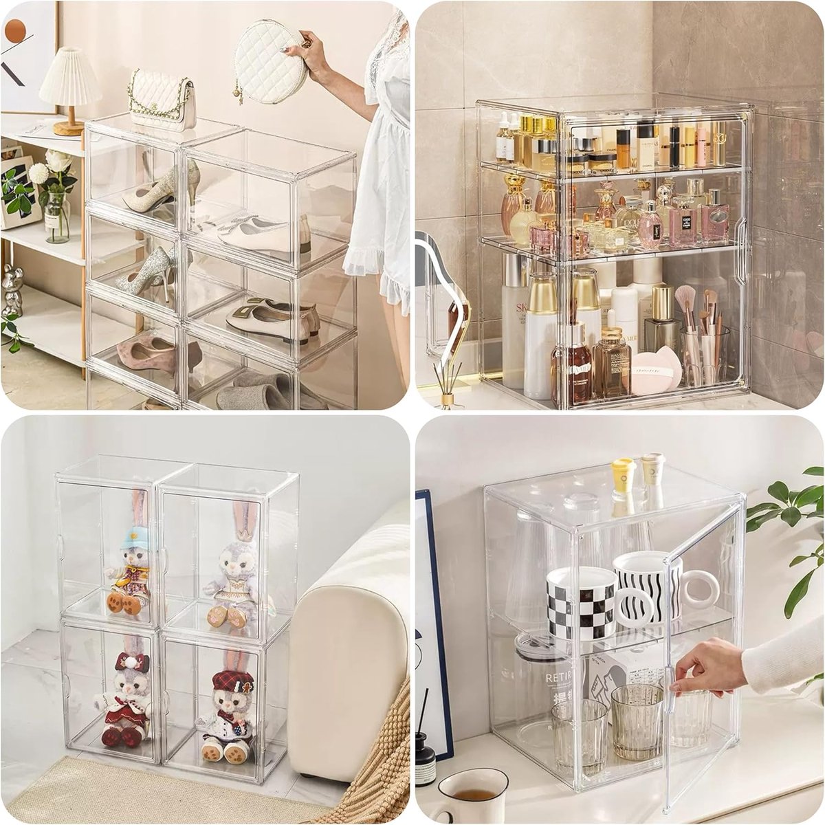 Vitrine, showbox, acryl vitrine, verzamelaarsvitrine met deur, voor minifiguren, klein actie- en speelgoed, modelauto's, verzamelfiguren (30 x 25 x 40 cm (3))