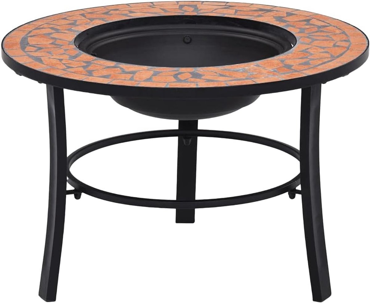 Multifunctionele vuurschaal 68 x 68 x 45 cm, roosterdesign, vuurkorf Fire Pit grillplaats vuurkorf met driepootstandaard voor barbecue, verwarming, tuin, staal en keramiek