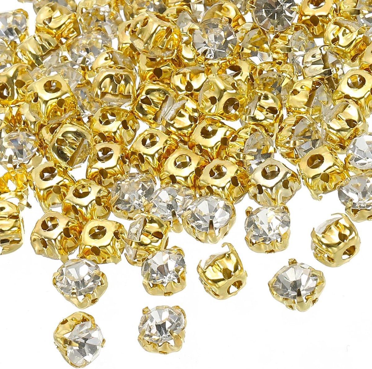5 mm klauw naai op strass kristallen, 100 stuks glazen metalen platte basis bloem klauw edelstenen ambachten naaien voor schoenen jurk kleding handwerken riem naaien accessoires, wit