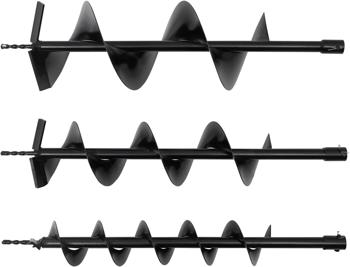 Grondboor voor boormachine, tuinboor, accuschroevendraaier, bloembollen, boor, graafgereedschap voor planten, 3 boorbits (10,6 cm, 15,2 cm), met verlengstang