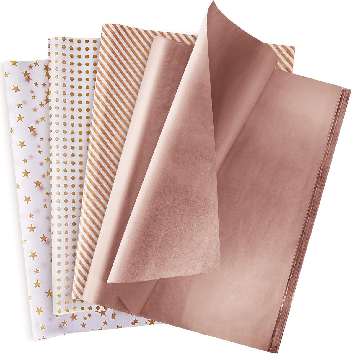 Weefselpapier, 120 vellen metallic zijdepapier, roségoud, cadeaupapier, cadeauverpakking, papier, cadeauverpakking, voor bruiloft, verjaardag, Kerstmis, feest (50 x 35 cm)
