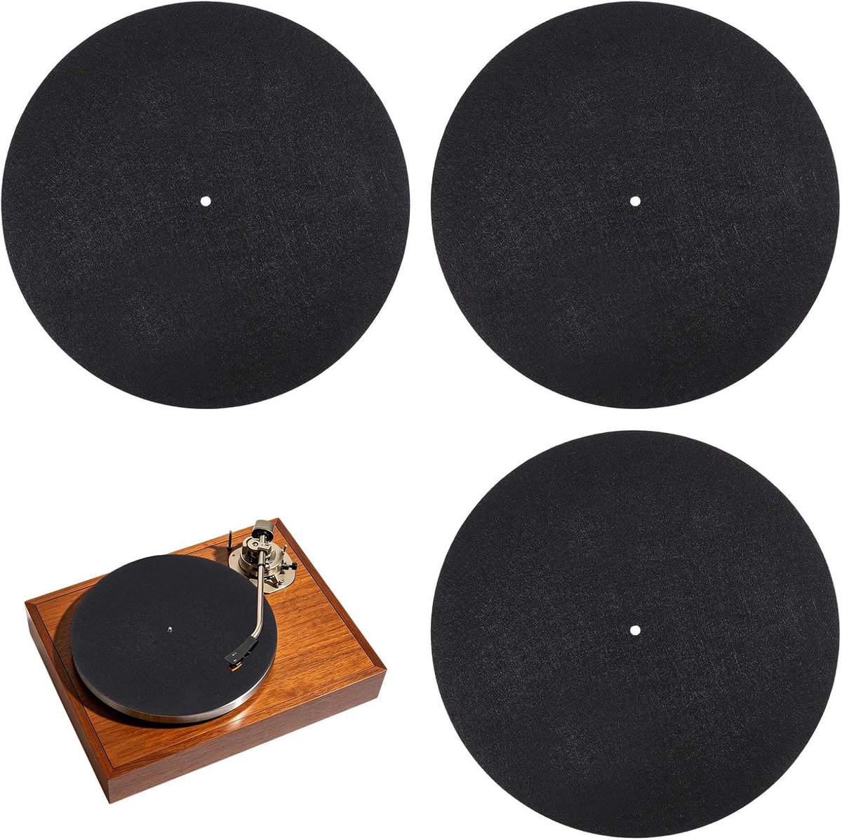 4 stuks zwarte vilten platenspeler Slipmat 30 cm 3 mm platenspeler slipmat vinyl platenspeler mat vermindert geluiden voor schoon geluid thuis