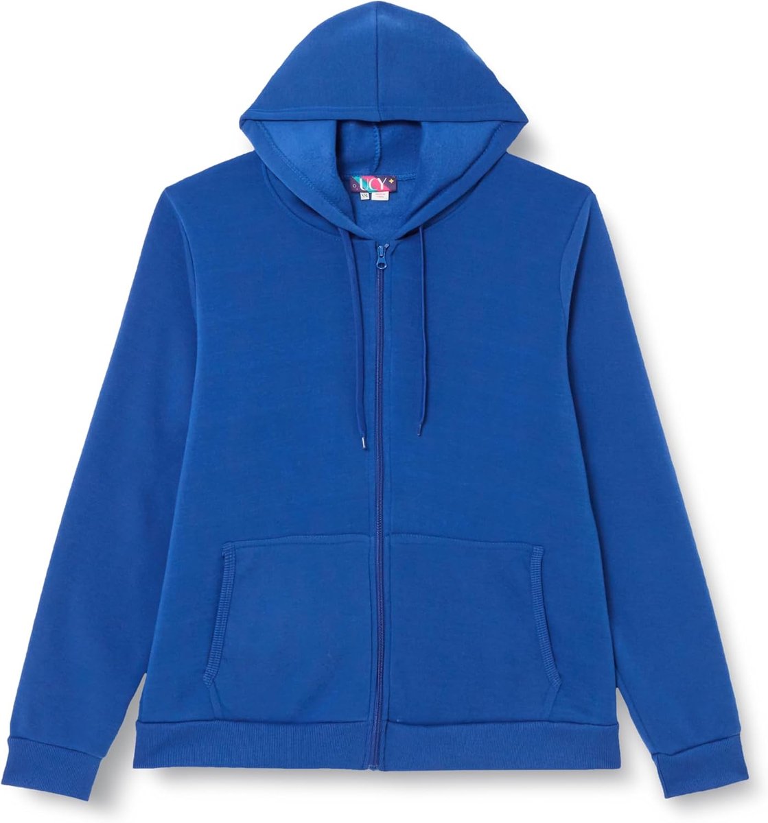 Stijlvolle capuchontrui voor dames, met ritssluiting, polyester, kobalt, maat XXL, blauw, XXL