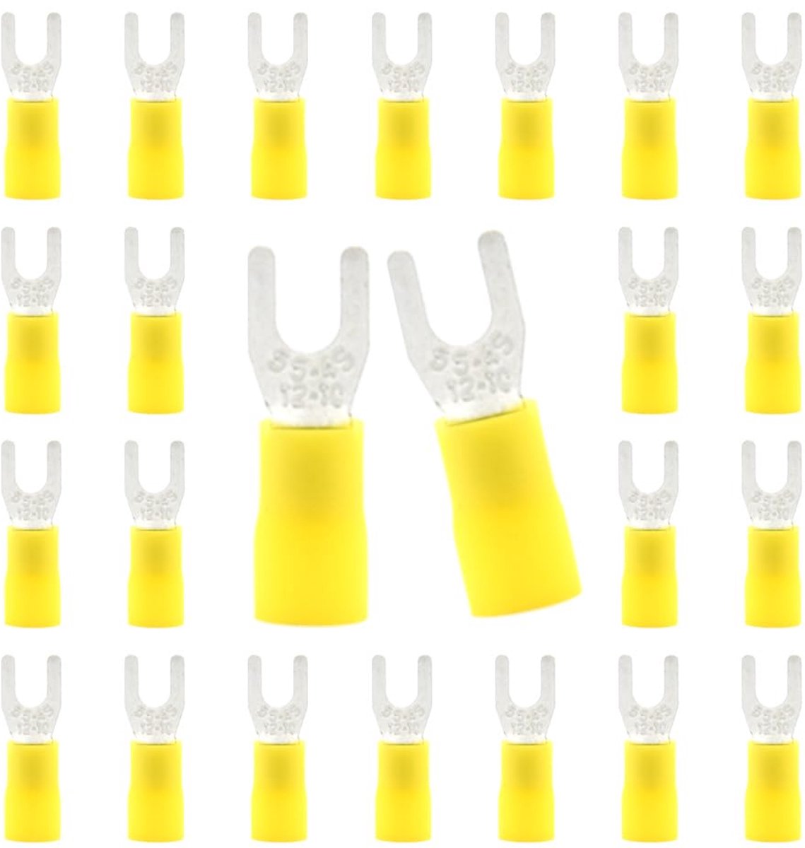 50 Stks van Geel Geïsoleerde Vork Crimp Connector Snelle Las Draad Terminals Wire Connectors (PFY)