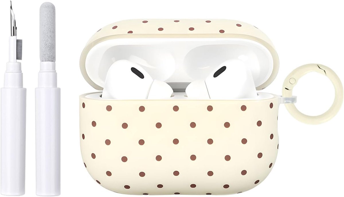 voor AirPods Pro 3 hoes met reinigingsset, schattige polka dot print met golfpunt esthetisch design beschermhoes, krasbestendige sleutelhanger afdekking zachte hoofdtelefoon mobiele