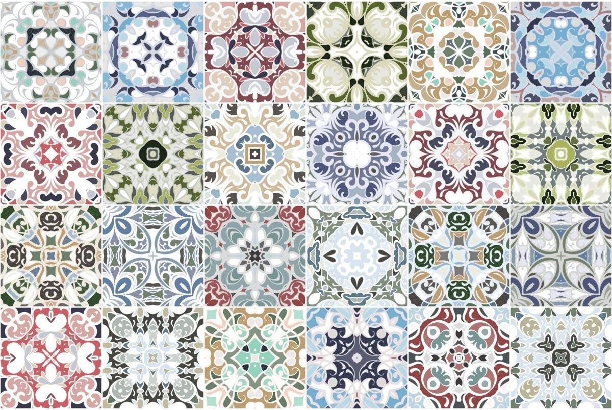 Muursticker Karo-cement – AZULEJOS – 10 x 10 cm – 24 stuks - SnelShoppen