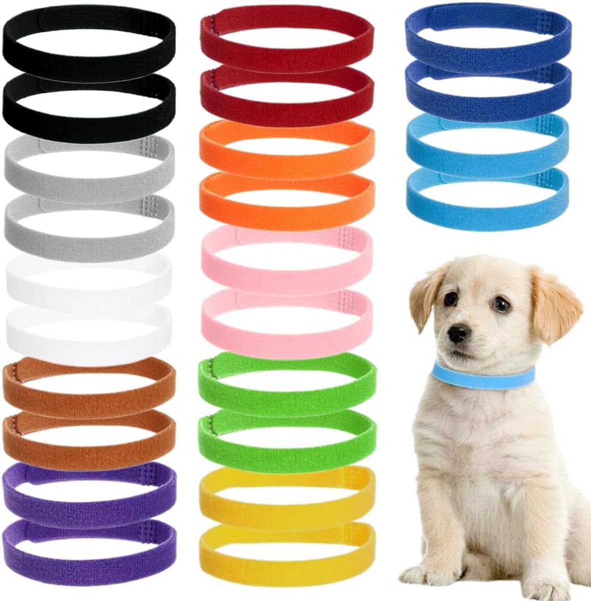 Halsbanden voor kleine dieren - 24 verstelbare nylon halsbanden - veelkleurig - SnelShoppen