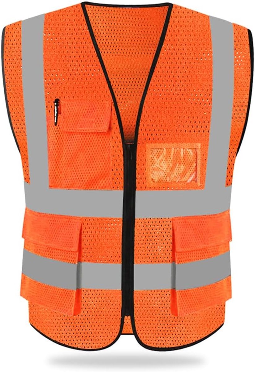 Reflecterend veiligheidshesje 3XL - Oranje-mesh - Met zakken en rits - Voor optimale zichtbaarheid - SnelShoppen