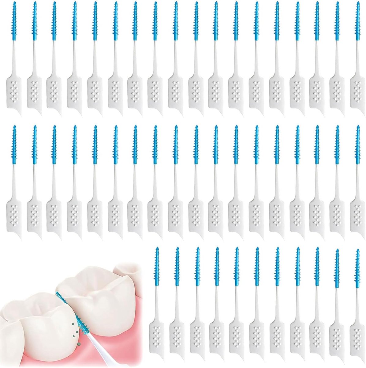 Interdentale borstels 200 stuks - silicone flossticks - dubbele functie - ideaal voor tandartsreiniging - SnelShoppen