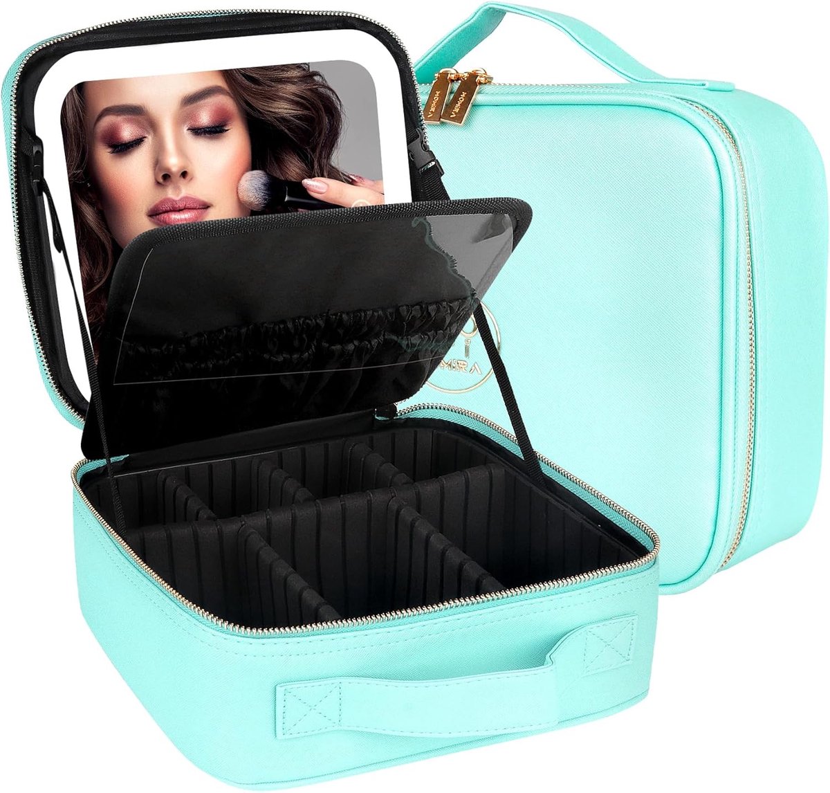 Make-up tas met spiegel - waterproof PU-leer - verstelbare helderheid - ideaal voor onderweg - SnelShoppen