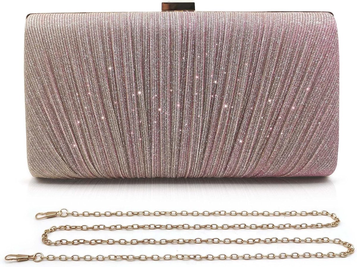 Clutch tas dames glinsterend - handtas met strass - sequin schoudertas - perfect voor bruiloft - SnelShoppen