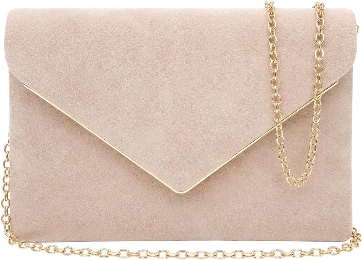 Clutch Beige - Bruids tas met afneembare ketting - Elegante avondtas - Perfect voor feesten - SnelShoppen