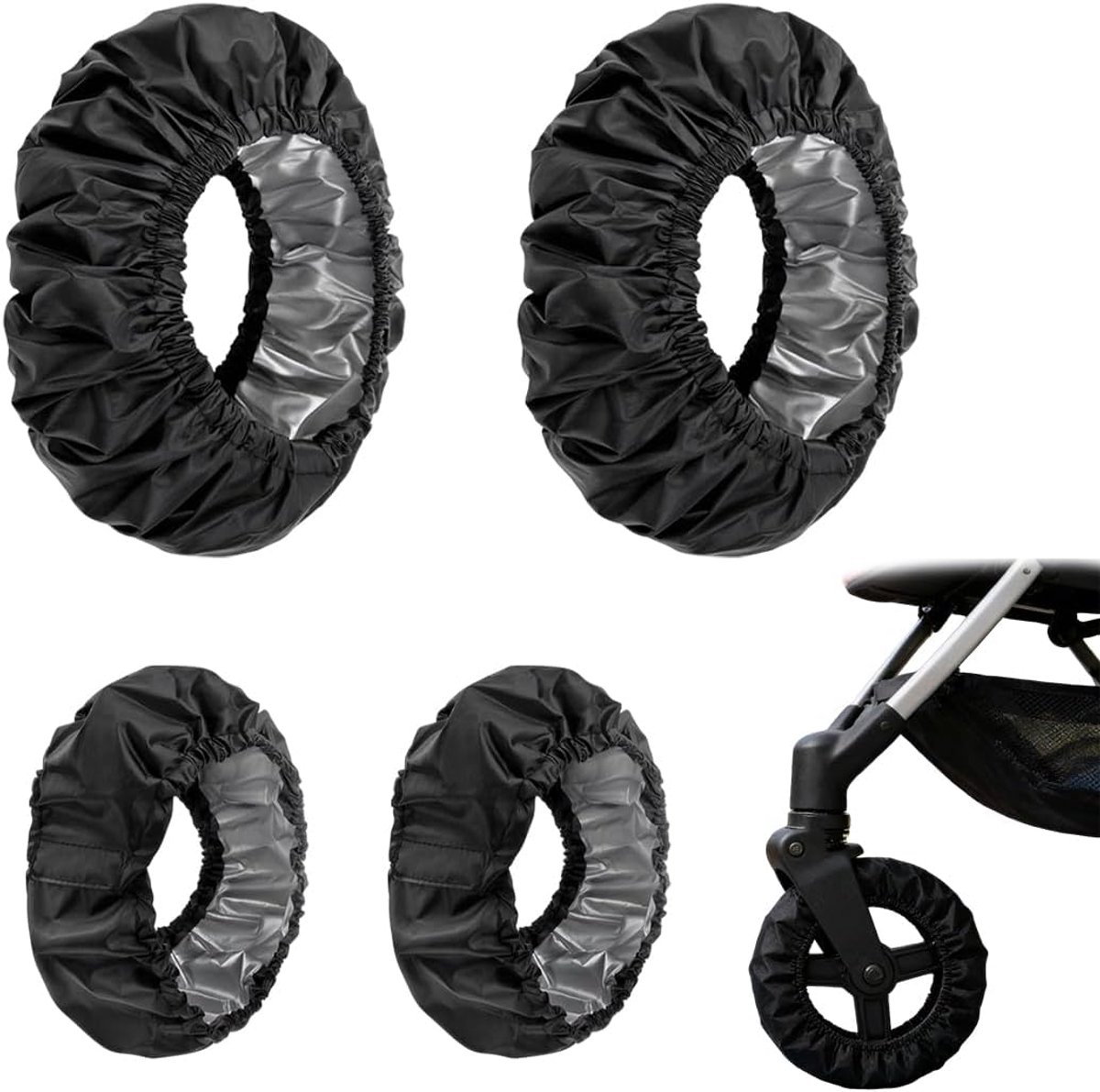 Wielhoezen Kinderwagen 4 Stuks - Oxford Stof - Zwart - Bescherming tegen vuil - SnelShoppen