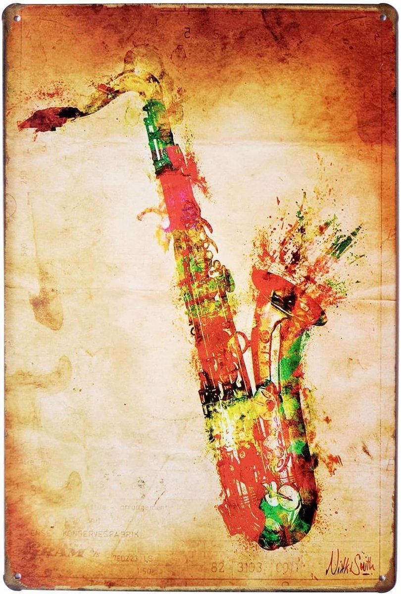 Hioni Saxophone, musical instruments, metal plate, poster, slogan art decoration vintage bar cafe pub - ShopVlot