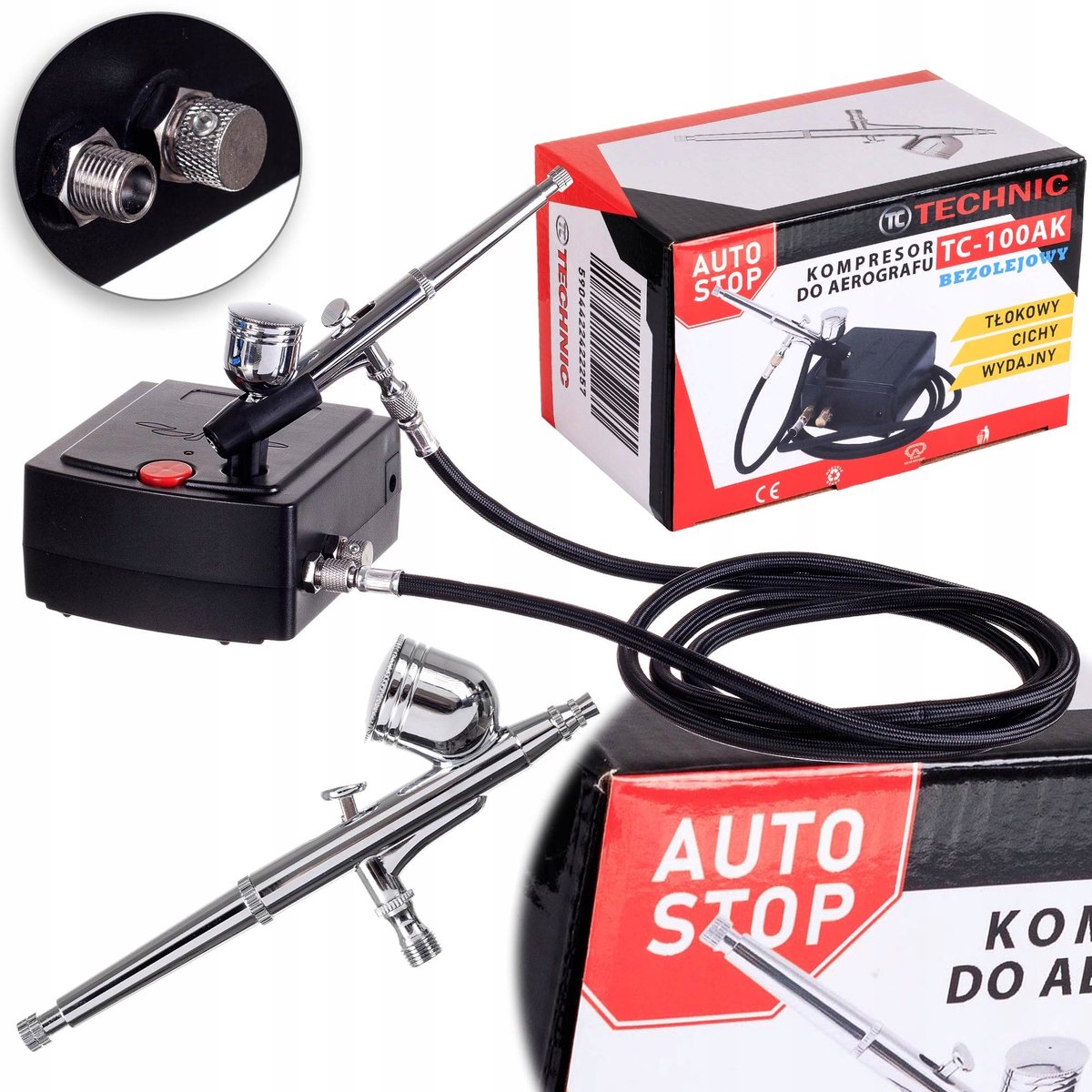 Merkloze Airbrush Compressorset met Auto Stop en Slang