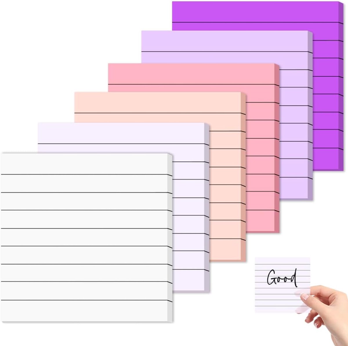 Doorzichtige gelinieerde plakbriefjes 300 vellen - 7,5 x 7,5 cm - waterdicht PET-materiaal - SnelShoppen