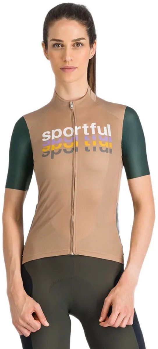 Sportful Supergiara Logo 2 Korte Mouw Wielertrui Beige,Bruin XS Vrouw