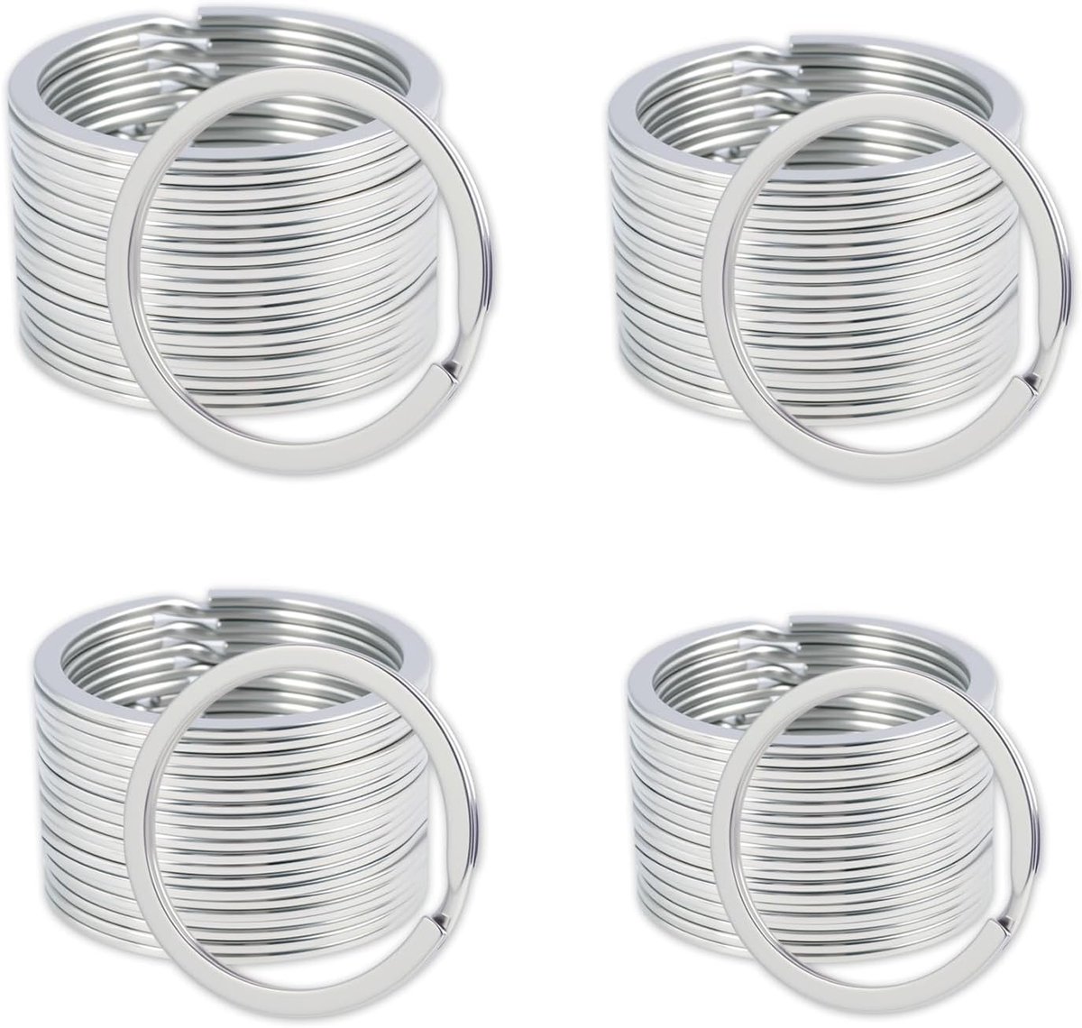 Sleutelhangers set van 120 - 304 roestvrij staal - diverse maten 20/25/30/35 mm - ideaal voor knutselprojecten - SnelShoppen
