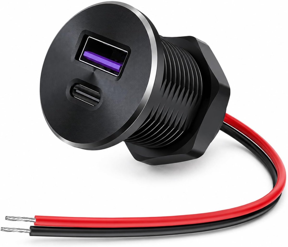 USB-stopcontact 12 V - aluminium - dubbele USB-aansluiting - snel opladen smartphone en tablet - SnelShoppen