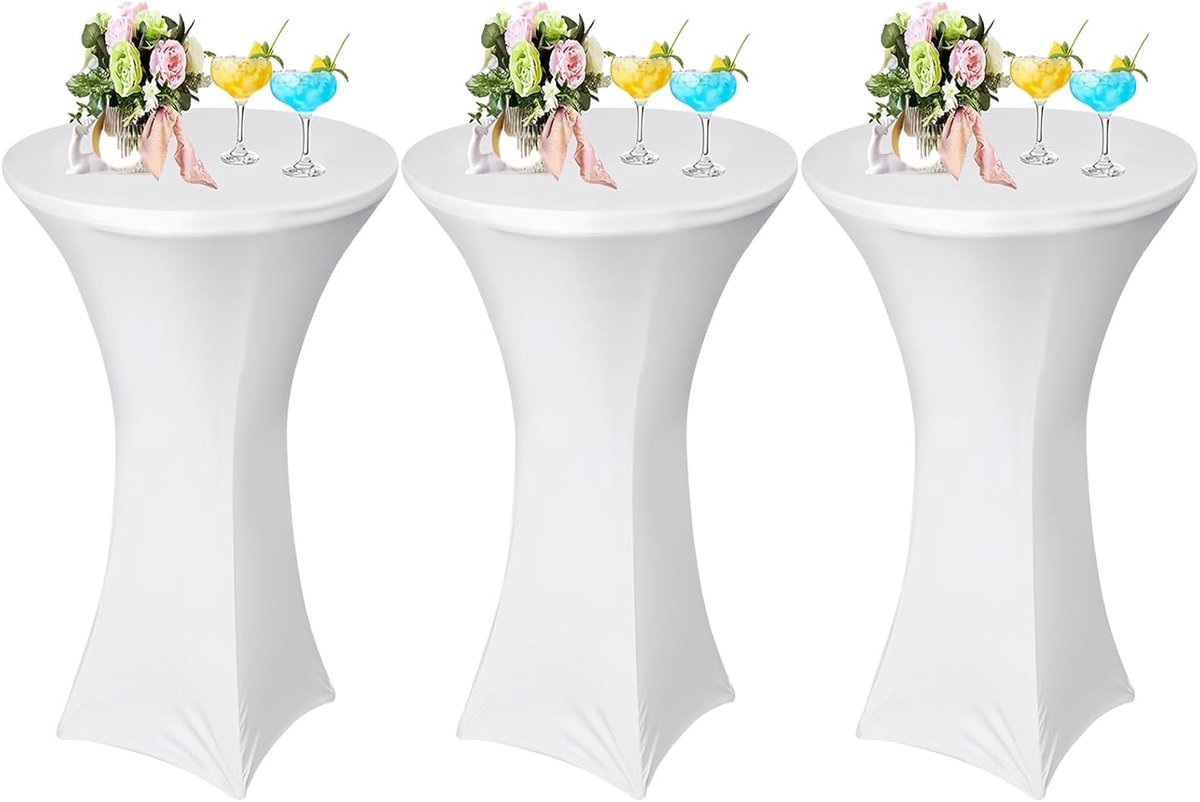 Cocktailtafelhoezen 80 x 110 cm - Wit - 3 Pack - Ideaal voor feestelijke evenementen - SnelShoppen