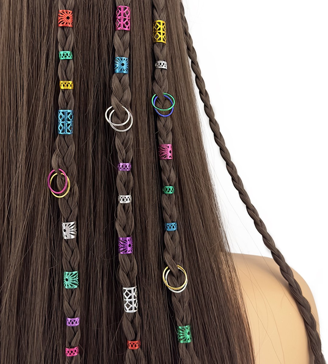 Dreadlock haarringen oorklemmen - 80 stuks antiek stijl decoratieve haaraccessoires universeel voor kapselopmaak en dagelijkse sieradencombinatie-kleur