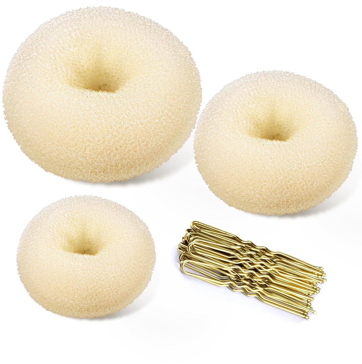 Haarvormingsset - haarnaalden voor knotjes en gevlochten haar, accessoires voor bolknot en vlechtconstructies bij kapselopmaak—Beige set van 23 stuks