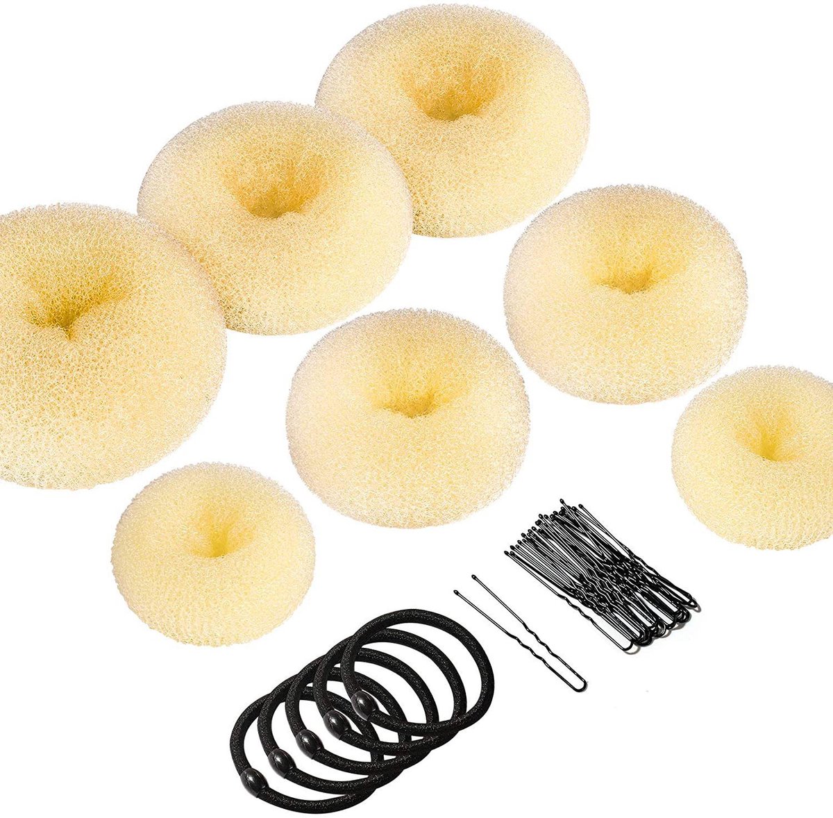 Haarvormingsset - haarnaalden voor knotjes en gevlochten haar, accessoires voor bolknot en vlechtconstructies bij kapselopmaak—Beige set van 32 stuks
