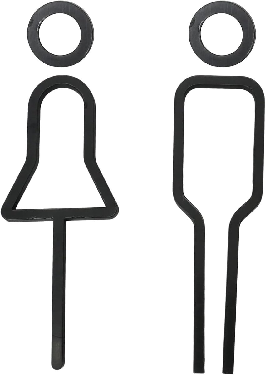 Toiletbord zelfklevend zwart - acryl - mannen vrouw symbool - duurzame deurdecoratie - SnelShoppen