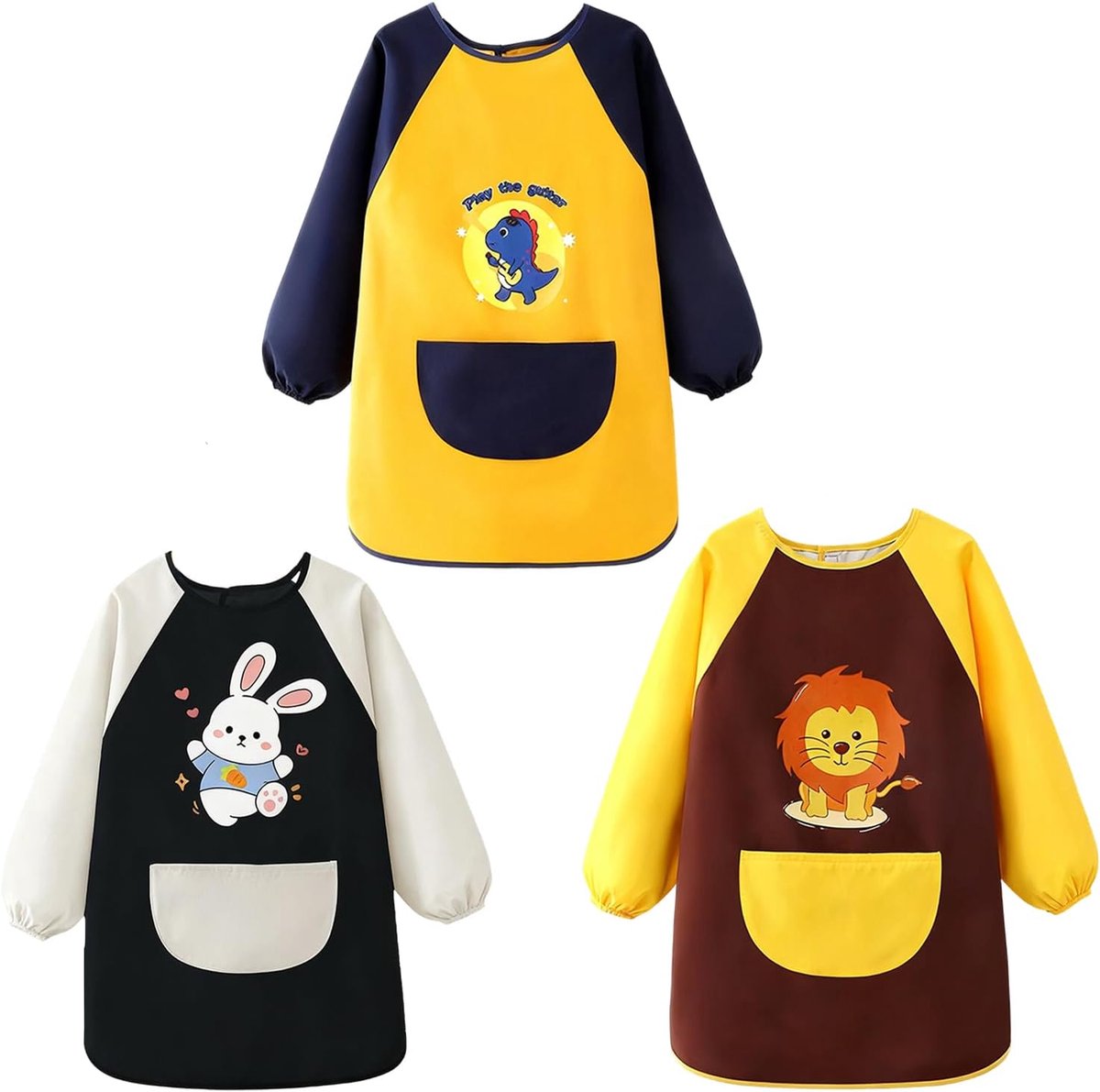 Kinderschorten 3-Pack 5-8 jaar - Waterdicht - Lange mouwen en zakken - Perfect voor schilderen en knutselen - SnelShoppen