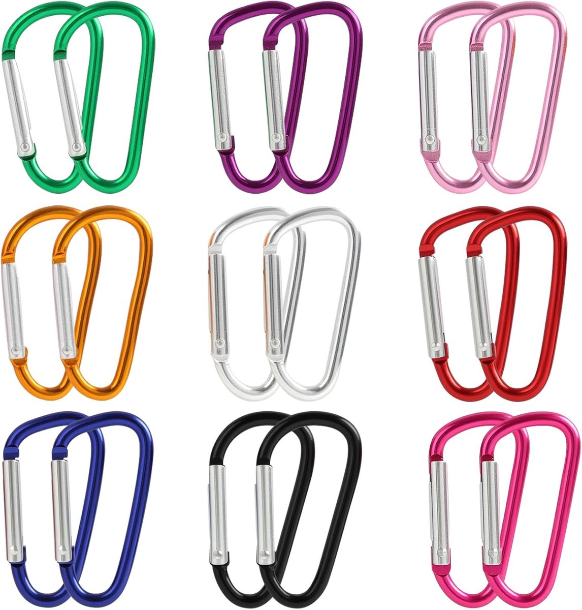 Carabiner haken 4,5 cm - kleurrijk aluminium - praktische mini clips - ideaal voor sleutels en tassen - SnelShoppen