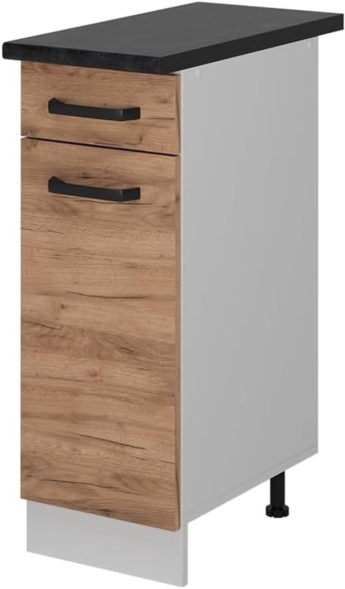 Keukenkast Onderkast - Keukenkastje Lade - Keuken Organiseren - Flexibel Combineerbaar - 30 cm Breed - Eiken Goud Wit