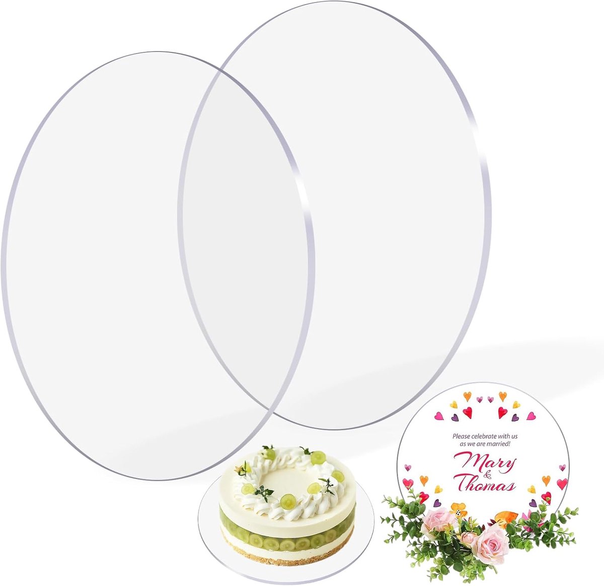 Ronde taartplaten 24,5cm - transparant acryl - herbruikbaar - perfect voor taarten - SnelShoppen