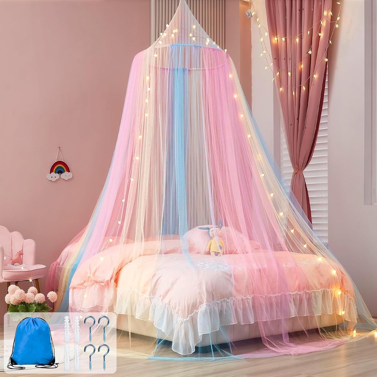 Bed Luifel Rond - Kleur - Elegant design - Creëer een sfeervolle slaapkamer - SnelShoppen