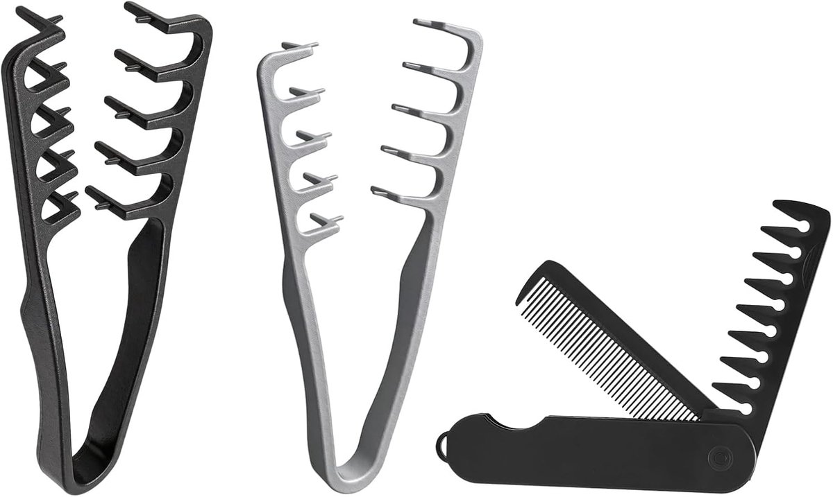 Textuurkam voor heren - brede tanden - set met 3 stuks - ideaal voor krullend haar - SnelShoppen